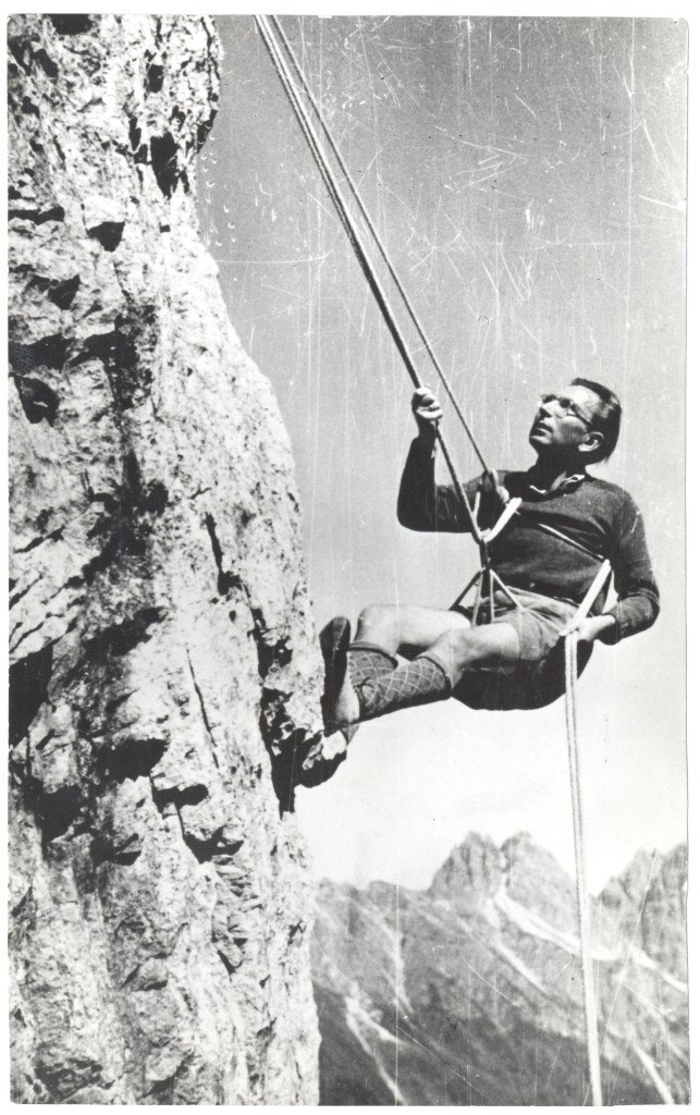 Viktor Frankl rock climbing in Tyrol, Austria (1948).